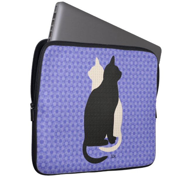 Kies Kleur Zwart Wit Kat Duo Yin Yang Style Laptop Sleeve (Voorkant Rechts)