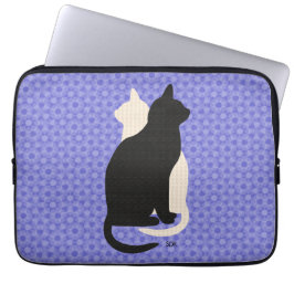 Kies Kleur Zwart Wit Kat Duo Yin Yang Style Laptop Sleeve