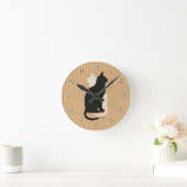 Kies Kleur Zwart Wit Kat Duo Yin Yang Style Ronde Klok (Huis)