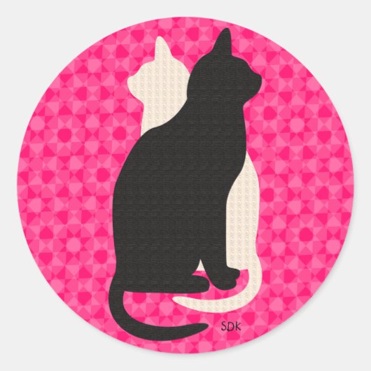 Kies Kleur Zwart Wit Kat Duo Yin Yang Style Ronde Sticker (Voorkant)