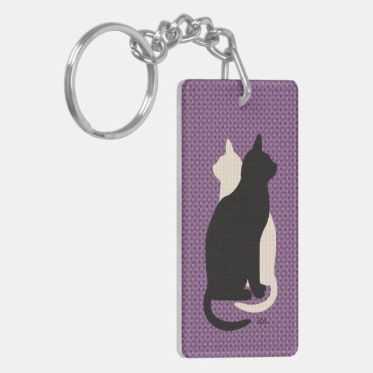 Kies Kleur Zwart Wit Kat Duo Yin Yang Style Sleutelhanger (Voorkant Links)