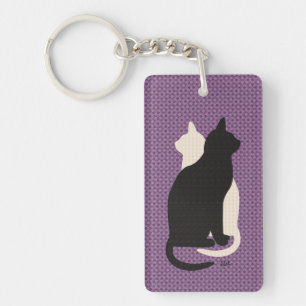 Kies Kleur Zwart Wit Kat Duo Yin Yang Style Sleutelhanger