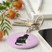 Kies Kleur Zwart Wit Kat Duo Yin Yang Style Sleutelhanger (Zijkant)