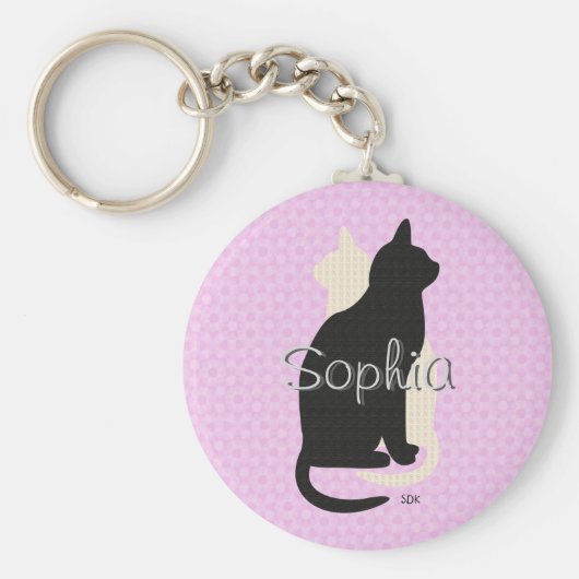 Kies Kleur Zwart Wit Kat Duo Yin Yang Style Sleutelhanger (Voorkant)