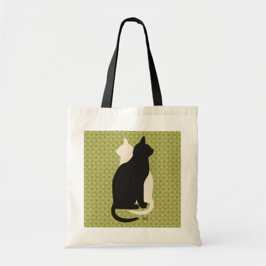 Kies Kleur Zwart Wit Kat Duo Yin Yang Style Tote Bag (Voorkant)