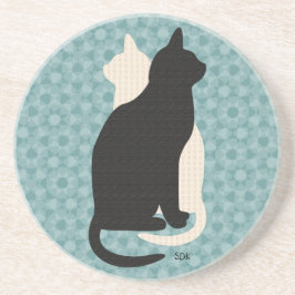 Kies Kleur Zwart Wit Kat Duo Yin Yang Style Zandsteen Onderzetter