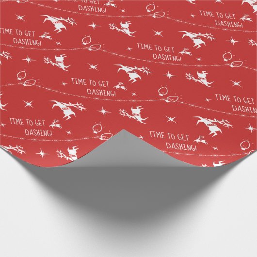 Kies Kleurrenrenrendierlampjes die rood knippen Cadeaupapier (Hoek)