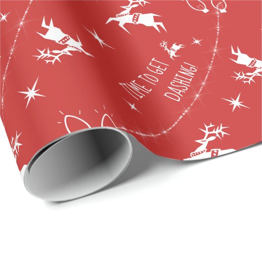Kies Kleurrenrenrendierlampjes die rood knippen Cadeaupapier (Rol Hoek)