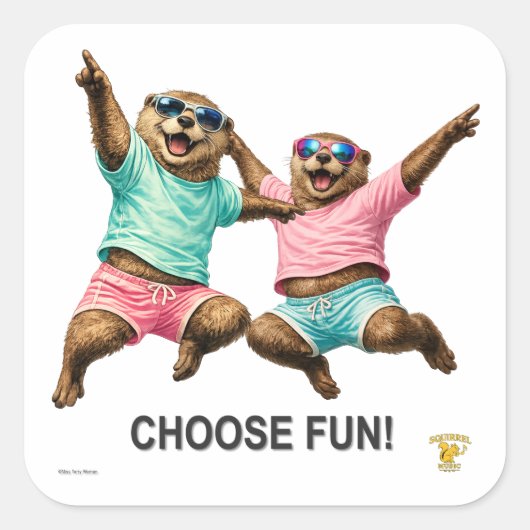 Kies Leuk Otter Duo Vierkante Sticker (Voorkant)