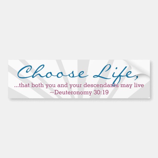 Kies Leven met Bijbelse Schrift Pro-Life Bumpersticker (Voorkant)
