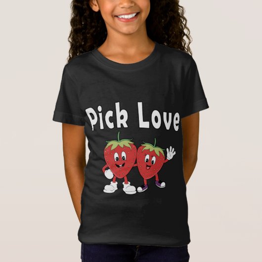 Kies liefde aardbeien in liefde grappig kostuum t-shirt (Voorkant)