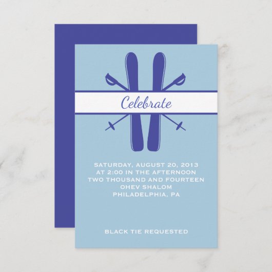 KIES LIFT TICKET Bar Bat Mitzvah Party Card Kaart (Voorkant / Achterkant)