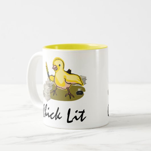 Kies Lit Writer met papier en doezelaar Tweekleurige Koffiemok (Voorkant links)