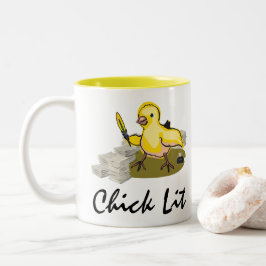 Kies Lit Writer met papier en doezelaar Tweekleurige Koffiemok