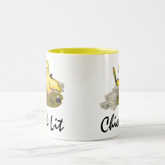 Kies Lit Writer met papier en doezelaar Tweekleurige Koffiemok (Center)