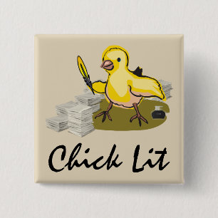 Kies Lit Writer met papier en doezelaar Vierkante Button 5,1 Cm