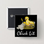 Kies Lit Writer met papier en doezelaar Vierkante Button 5,1 Cm (Voorkant /achterkant)