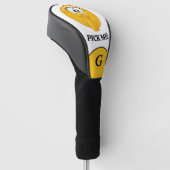 Kies me emoji wit & geel monogram golfheadcover (Schuin)