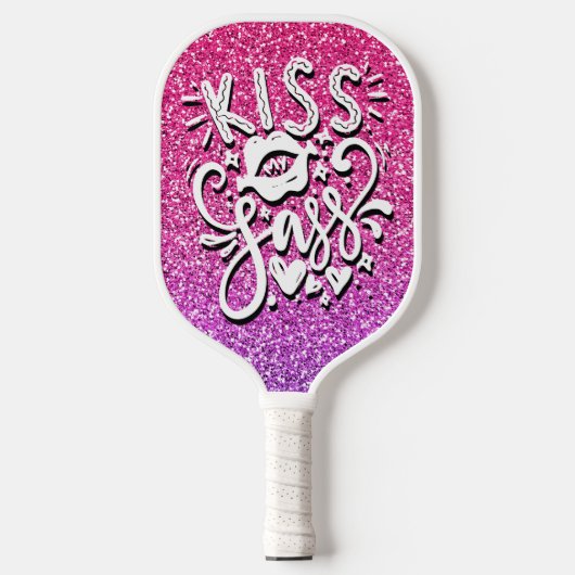 KIES MIJN SASS CUSTOM GLITTER TYPOGRAPHY PICKLEBALL PADDLE (Voorkant)