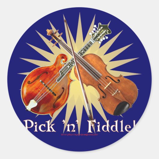 Kies 'n' Fiddle 2 Ronde Sticker (Voorkant)
