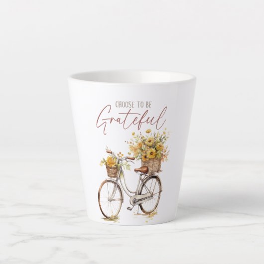 Kies om dankbaar te zijn - Bicycle & Rustic Herfst Latte Mok (Voorkant)