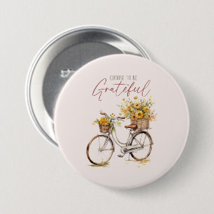 Kies om dankbaar te zijn - Bicycle & Rustic Herfst Ronde Button 7,6 Cm