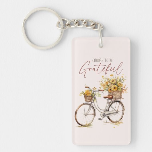 Kies om dankbaar te zijn - Bicycle & Rustic Herfst Sleutelhanger (Voorkant)