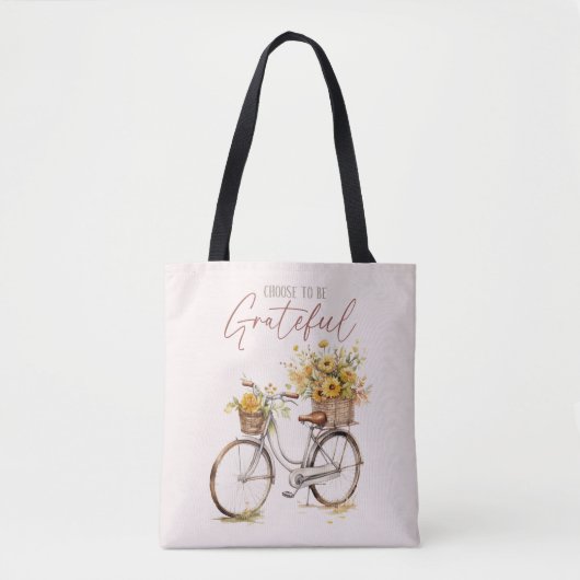 Kies om dankbaar te zijn - Bicycle & Rustic Herfst Tote Bag (Voorkant)