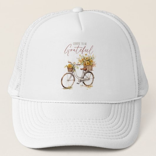 Kies om dankbaar te zijn - Bicycle & Rustic Herfst Trucker Pet (Voorkant)