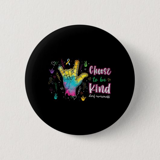 Kies om Vriendelijk te Zijn Doofbewustzijn ASL Han Ronde Button 5,7 Cm (Voorkant)