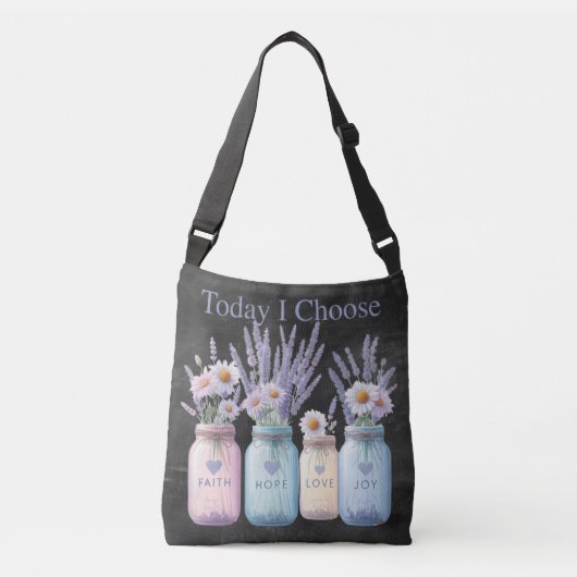 Kies Positivity Mason Jar Faith Hope Love & Joy Crossbody Tas (Voorkant)