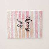 Kies Roze Waterverf Stripes met roze ritssluiting Legpuzzel (Horizontaal)