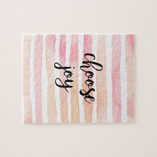 Kies Roze Waterverf Stripes met roze ritssluiting Legpuzzel (Horizontaal)
