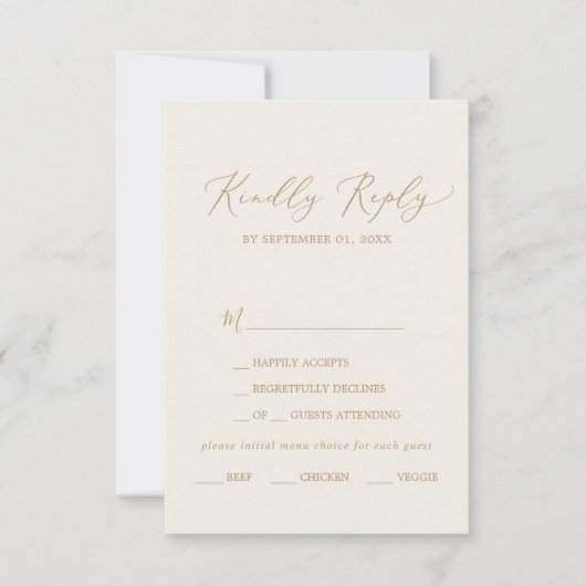 Kies RSVP-kaart voor Delicate Gold- en Cream-menu RSVP Kaartje (Voorkant)