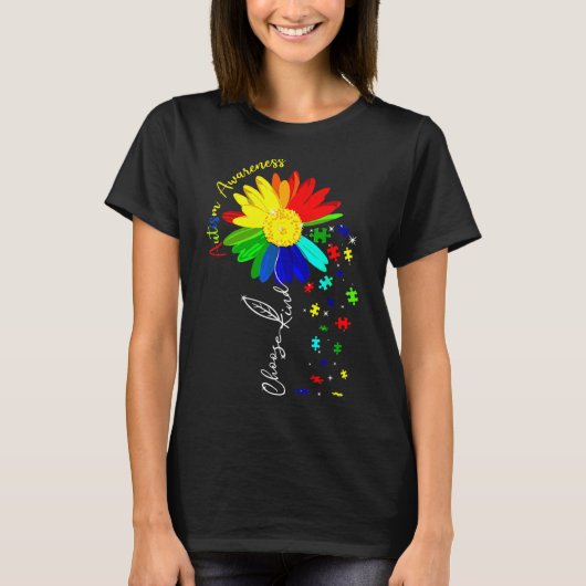 Kies Sind Autisme Awareness Sunflower T-shirt (Voorkant)