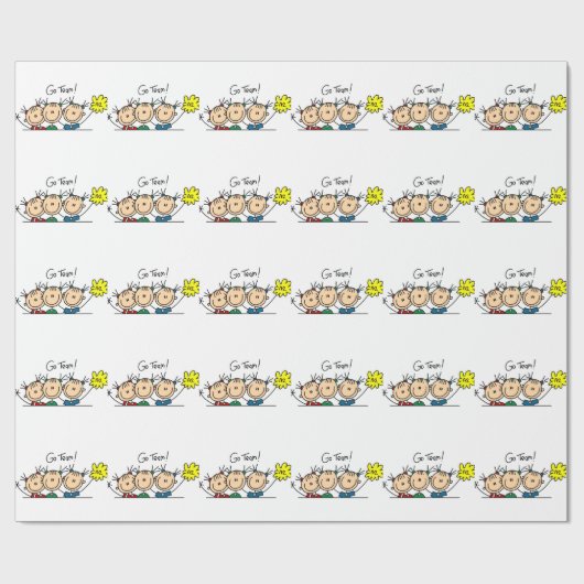 Kies Team Stick Figuur Cheerleader Verpakkingspapi Cadeaupapier (Vlak)
