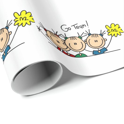 Kies Team Stick Figuur Cheerleader Verpakkingspapi Cadeaupapier (Rol Hoek)