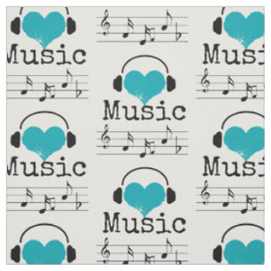 Kies uw achtergrondkleur muziekliefhebber Fabric Stof