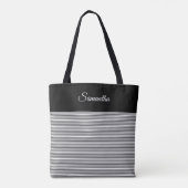 Kies uw eigen kleur Eenvoudig Stripes en naam Tote Bag (Achterkant)