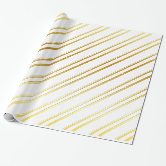 Kies uw eigen kleur met Gold Stripes Cadeaupapier (Uitgerold)