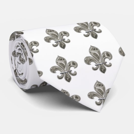 Kies uw eigen kleur Stropdas w/Silver Fleur de Lis (Opgerold)