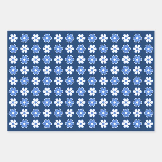 Kies uw eigen kleuren - Fun Retro Flowers Inpakpapier Vel (Voorkant 3)