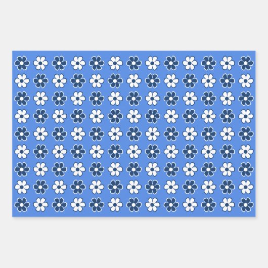 Kies uw eigen kleuren - Fun Retro Flowers Inpakpapier Vel (Voorkant)