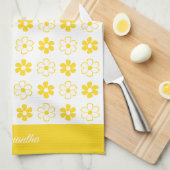 Kies uw eigen kleuren - Fun Retro Flowers Pattern Theedoek (Quarter Fold)