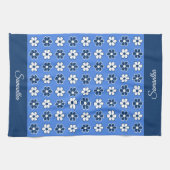 Kies uw eigen kleuren - Fun Retro Flowers Pattern Theedoek (Horizontaal)