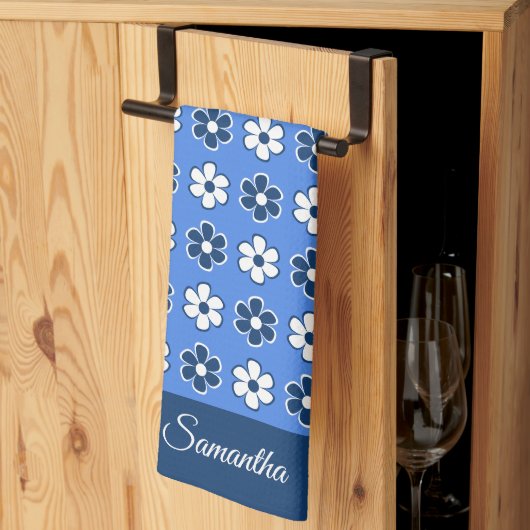 Kies uw eigen kleuren - Fun Retro Flowers Pattern Theedoek (Derde Gevouwen)