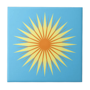 Kies uw eigen kleuren - Retro Starburst Flower Tegeltje