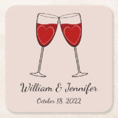 Kies uw eigen kleurenwijnglas en -harthuwelijk kartonnen onderzetters (Voorkant)