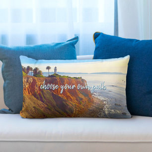 Kies uw eigen pad Vuurtoren Ocean Cliff Foto Kussen