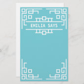 Kies uw gekleurde art deco-omgrenzingsgeometrische briefpapier (Voorkant / Achterkant)